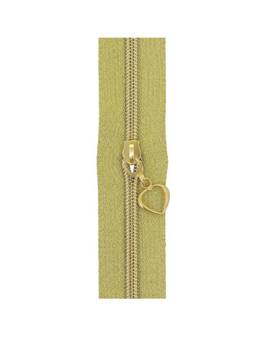 Rol van 5 meter nylonrits 5 mm met hartvormige trekkers - Goud lurex