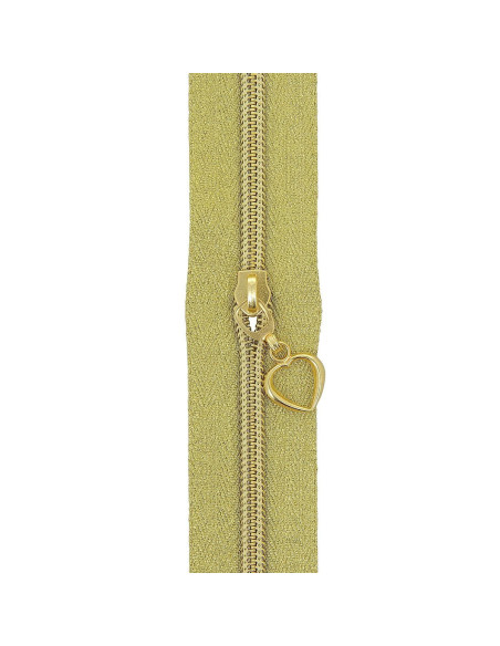 Rol van 5 meter nylonrits 5 mm met hartvormige trekkers - Goud lurex
