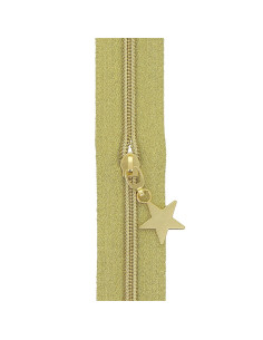 Rol van 5 meter nylonrits 5 mm met stervormige trekkers - Goud lurex 2