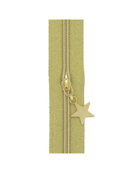 Rol van 5 meter nylonrits 5 mm met stervormige trekkers - Goud lurex