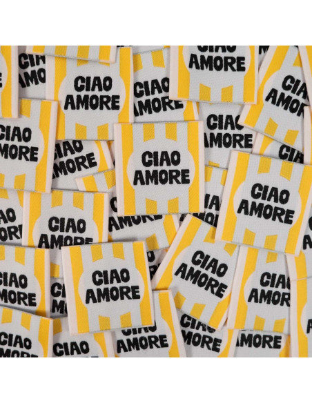 Set van 5 geweven labels - Ciao amore