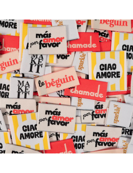 Set van 5 geweven labels - Assortiment La aventura