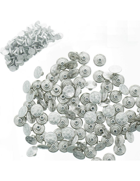 Doos met 100 jeansknopen 17mm - Glanzend zilver sterren