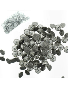 Doos met 100 jeansknopen 17mm - Mat zilver sterren