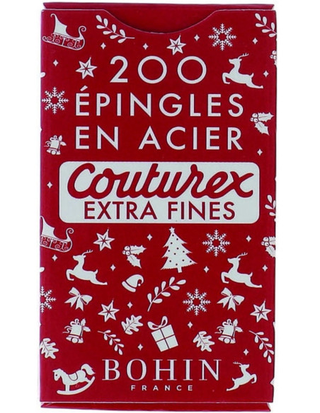 Doos met 200 extra fijne rode kerstspelden Bohin