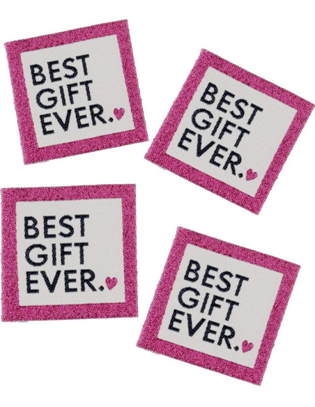 Set van 4 labels om op te naaien - Beste cadeau ooit