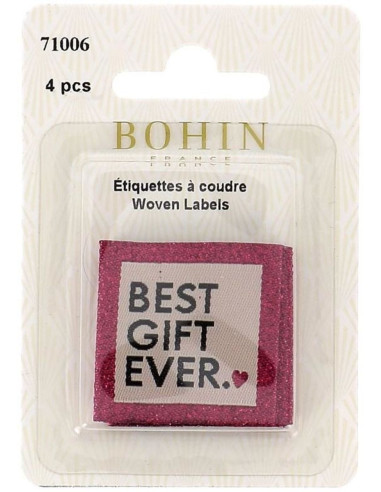 Set van 4 labels om op te naaien - Beste cadeau ooit