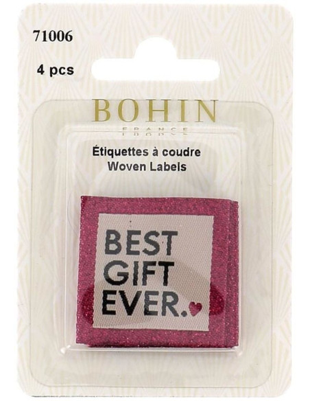 Set van 4 labels om op te naaien - Beste cadeau ooit