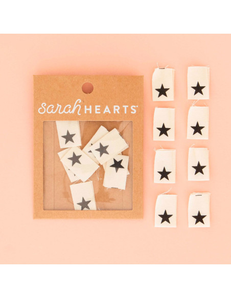 Set van 8 geweven labels - Zwarte ster