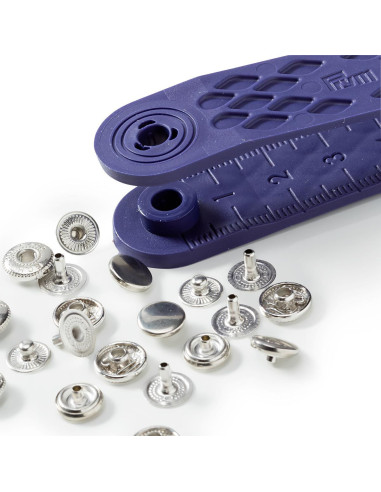 Doos met 10 anorak drukknopen Zilver met gereedschap 8 mm