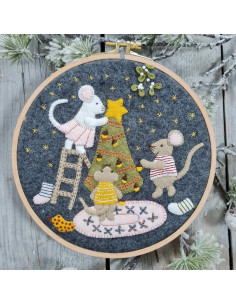 Viltpakket met borduurring - Muisfamilie met Kerstmis