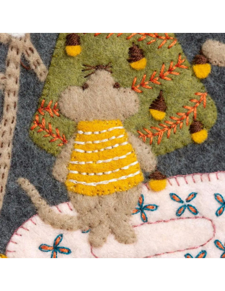 Viltpakket met borduurring - Muisfamilie met Kerstmis