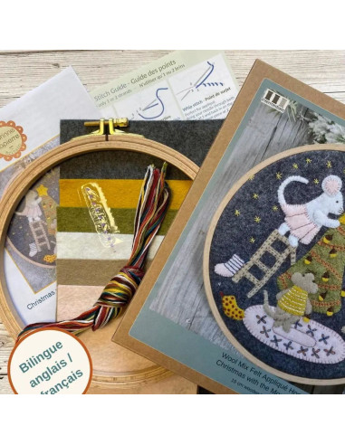 Viltpakket met borduurring - Muisfamilie met Kerstmis