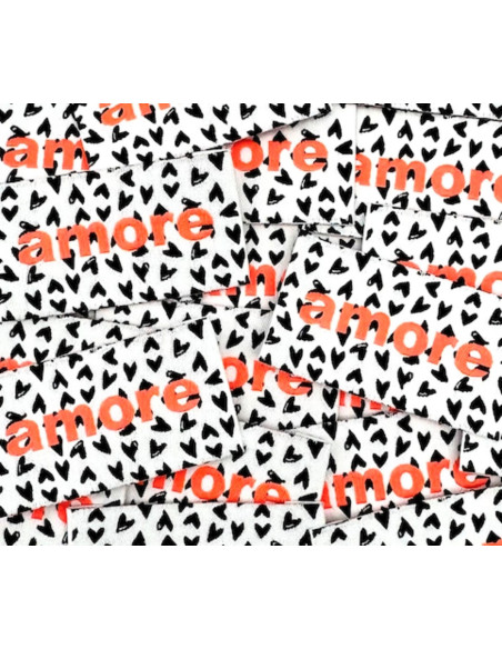 Set van 5 geweven labels om op te naaien Amore