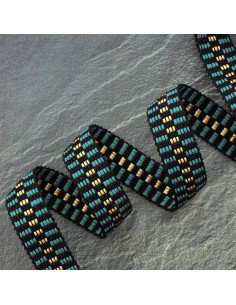 Damier lurex riem - Pacifisch blauw