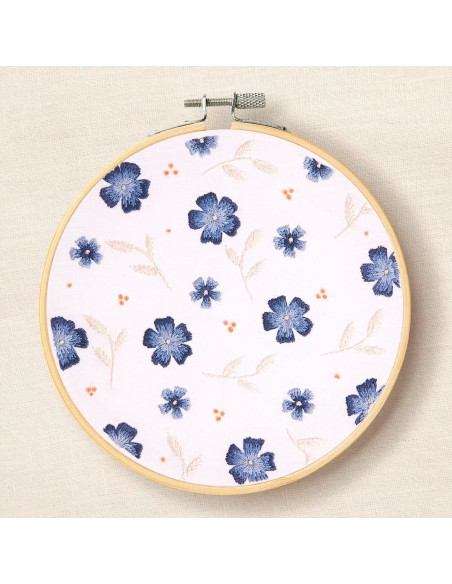 Borduurpakket - Blauwe bloemen