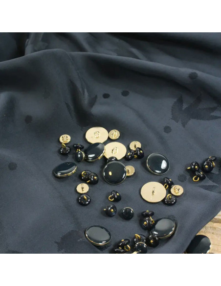 Viscose jacquard stof Streli Inktblauw - Églantine & Zoé