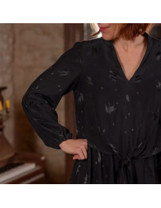 Viscose jacquard stof Streli Zwart - Églantine & Zoé 2