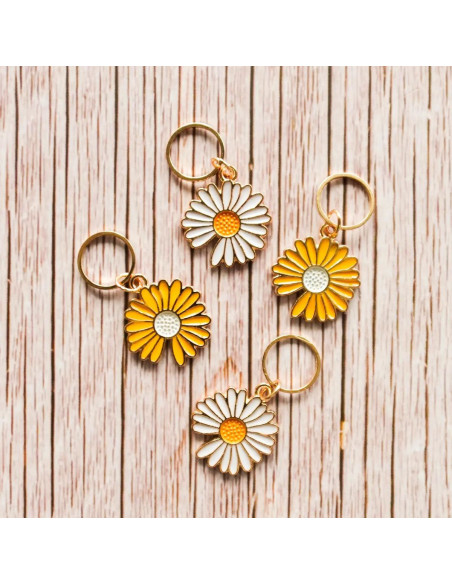 Set van 4 steekmarkeerders - Gele en witte margrieten