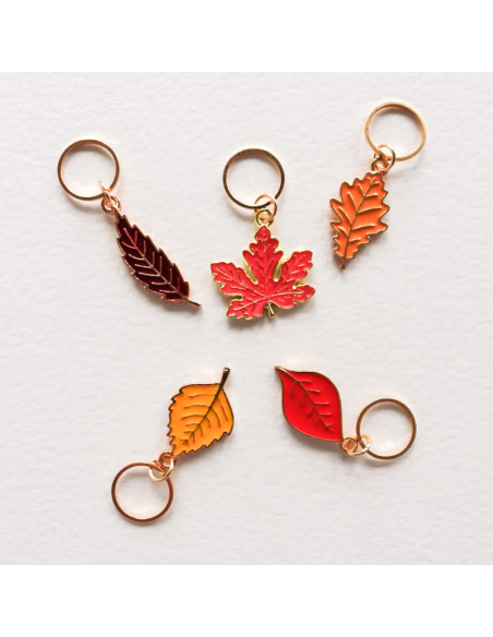 Set van 5 stekenmarkeerders - Rode herfstbladeren