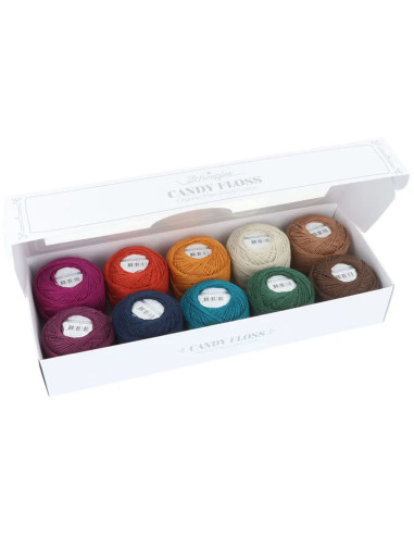Doos met 10 bollen Scheepjes Candy Floss N°10 perlé katoen - Autumn Spice