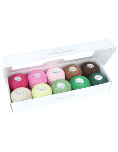 Doos met 10 bollen Scheepjes Candy Floss N°10 perlé katoen - Groenen 2
