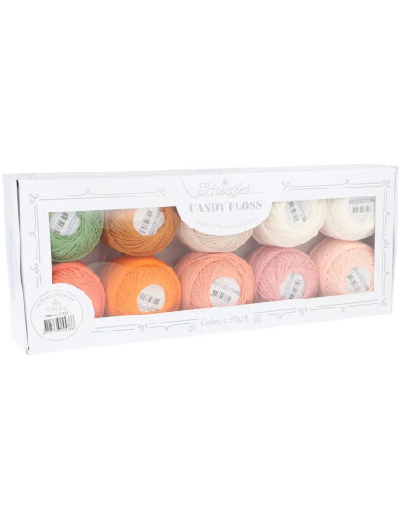 Doos met 10 bollen Scheepjes Candy Floss N°10 perlé katoen - Peachy