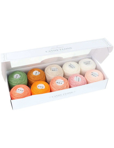 Doos met 10 bollen Scheepjes Candy Floss N°10 perlé katoen - Peachy