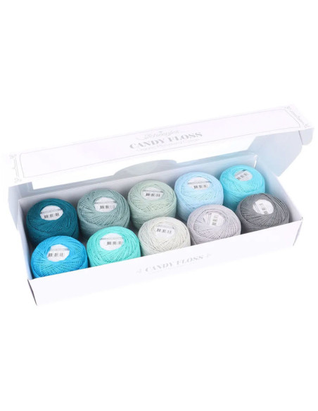 Doos met 10 bollen Scheepjes Candy Floss N°10 perlé katoen - Earl Grey