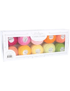 Doos met 10 bollen Scheepjes Candy Floss N°10 perlé katoen - Passievrucht