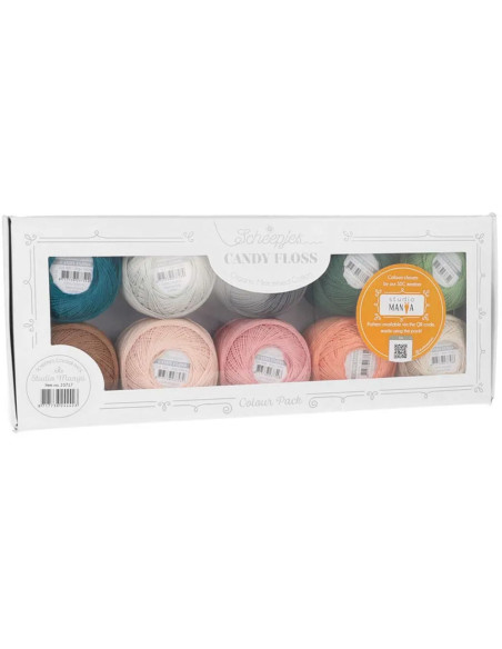 Doos met 10 bollen Scheepjes Candy Floss N°10 perlé katoen - Studio Manya