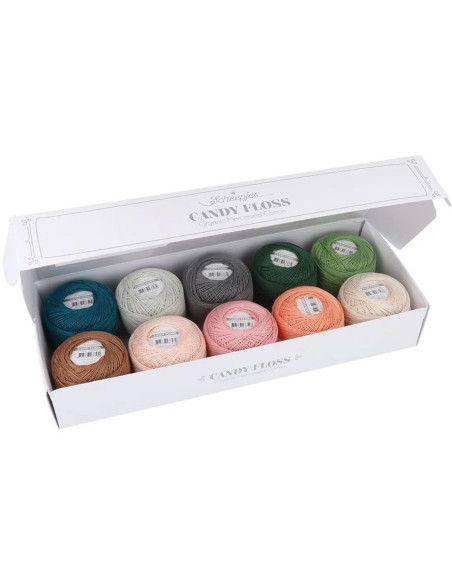 Doos met 10 bollen Scheepjes Candy Floss N°10 perlé katoen - Studio Manya
