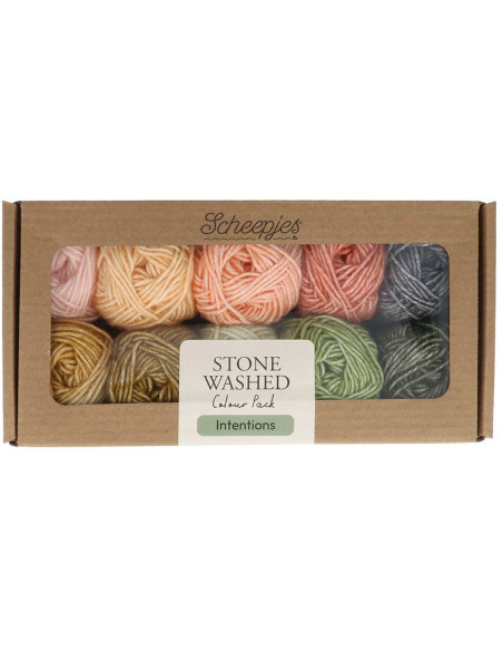 Set van 10 bollen Scheepjes Stone Washed Colour Pack - Intenties