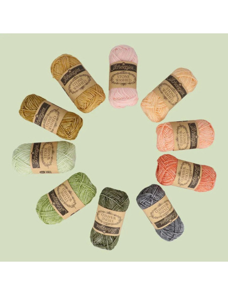 Set van 10 bollen Scheepjes Stone Washed Colour Pack - Intenties