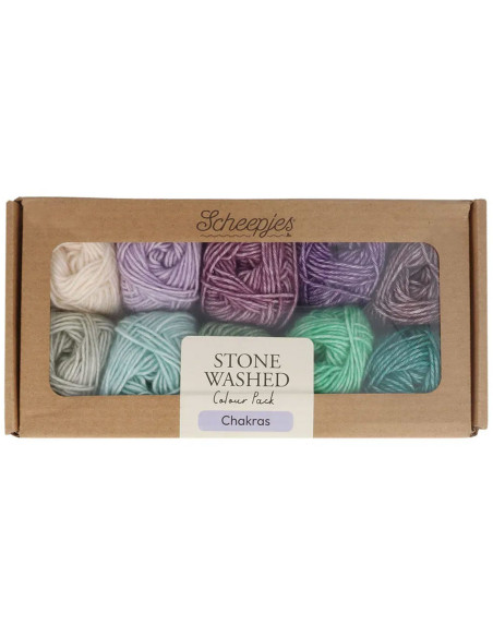 Set van 10 bollen Scheepjes Stone Washed Colour Pack - Chakras