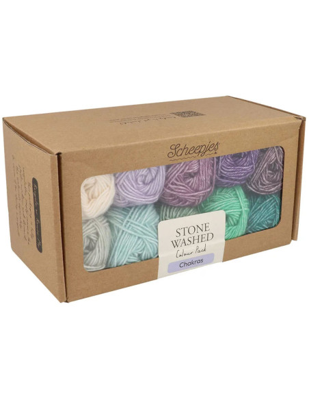 Set van 10 bollen Scheepjes Stone Washed Colour Pack - Chakras