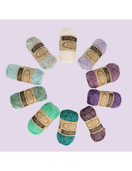 Set van 10 bollen Scheepjes Stone Washed Colour Pack - Chakras
