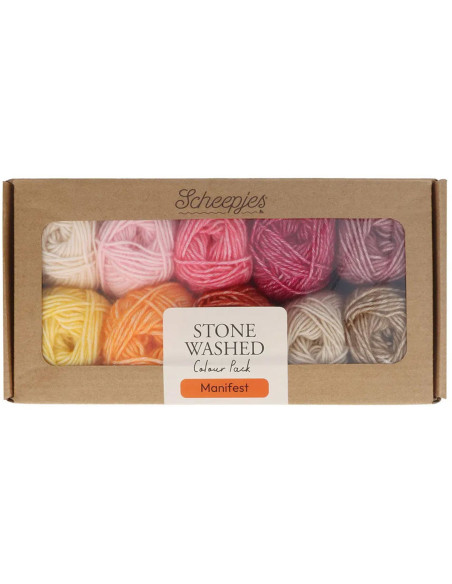 Set van 10 bollen Scheepjes Stone Washed Colour Pack - Manifest