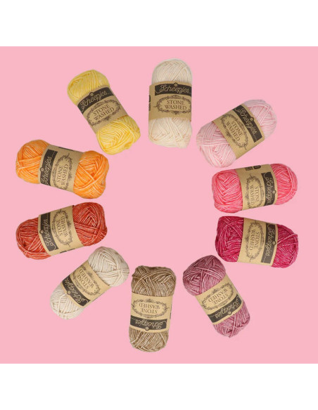 Set van 10 bollen Scheepjes Stone Washed Colour Pack - Manifest