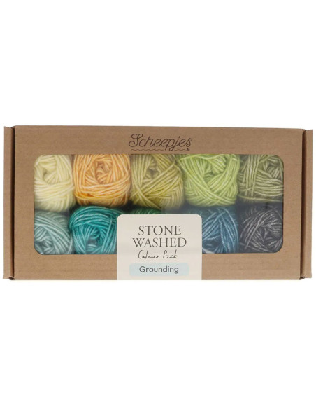 Set van 10 bollen Scheepjes Stone Washed Colour Pack - Grounding
