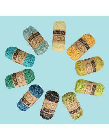 Set van 10 bollen Scheepjes Stone Washed Colour Pack - Grounding