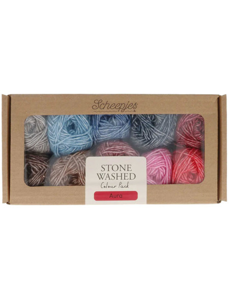 Set van 10 bollen Scheepjes Stone Washed Colour Pack - Aura