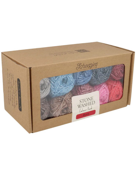 Set van 10 bollen Scheepjes Stone Washed Colour Pack - Aura