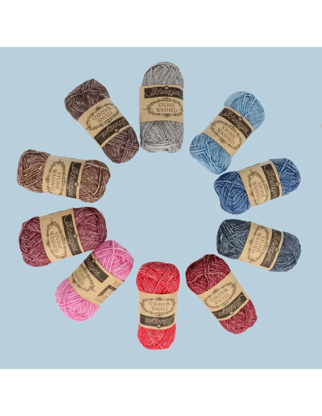 Set van 10 bollen Scheepjes Stone Washed Colour Pack - Aura