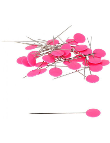 Doos met 100 spelden met plastic kop fuchsia stippen Bohin