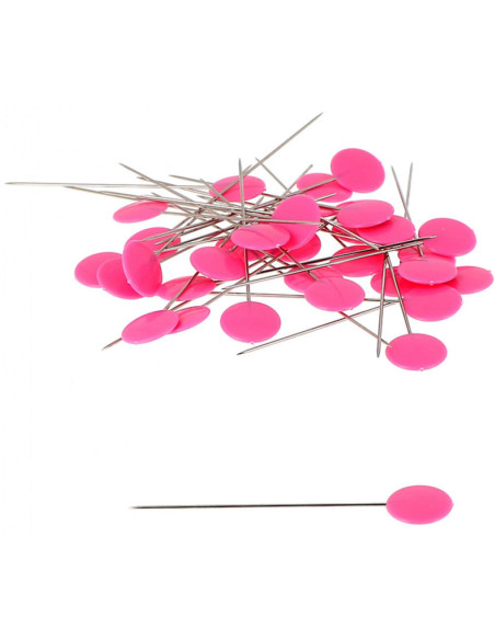 Doos met 100 spelden met plastic kop fuchsia stippen Bohin