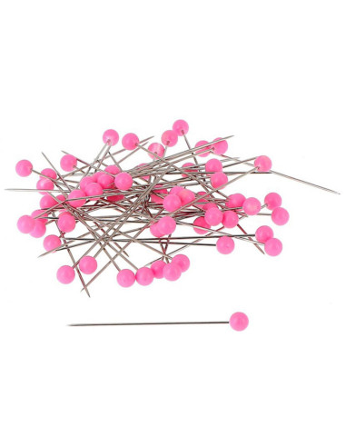 Doos met 150 ronde plastic kopspelden fuchsia Bohin