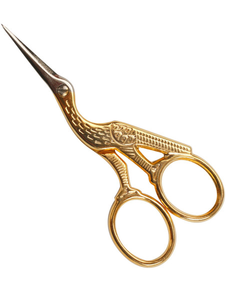 Gouden ooievaar borduurschaar 9 cm Bohin