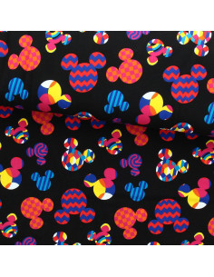 Disney jersey stof - Veelkleurige Mickey Mouse hoofden