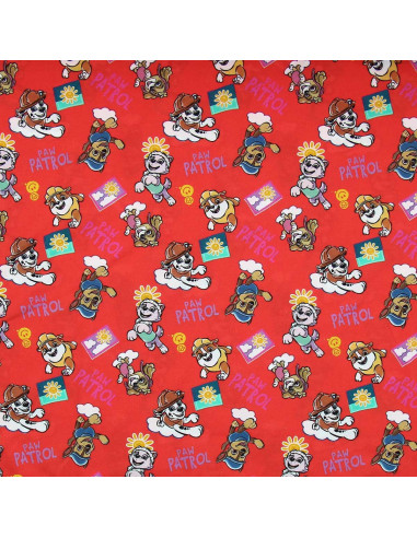 Jersey stof Paw Patrol - Zon op oranje achtergrond